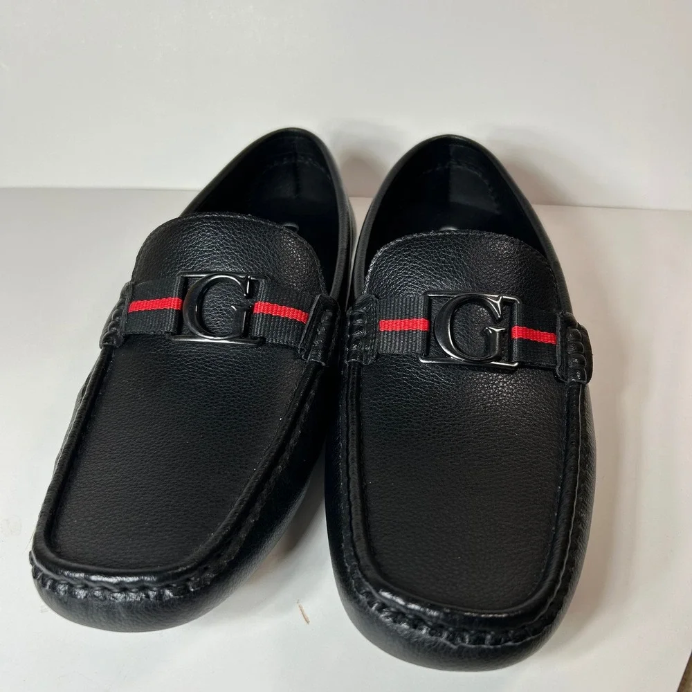 GUESS Mens GMASKERS Black Pebbled G-Logo Driver Loafers Size 10.5M